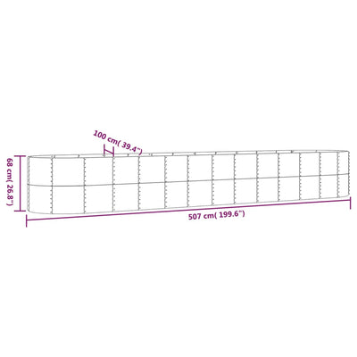 Garden Raised Bed Powder-Coated Steel 507x100x68 cm Grey Payday Deals
