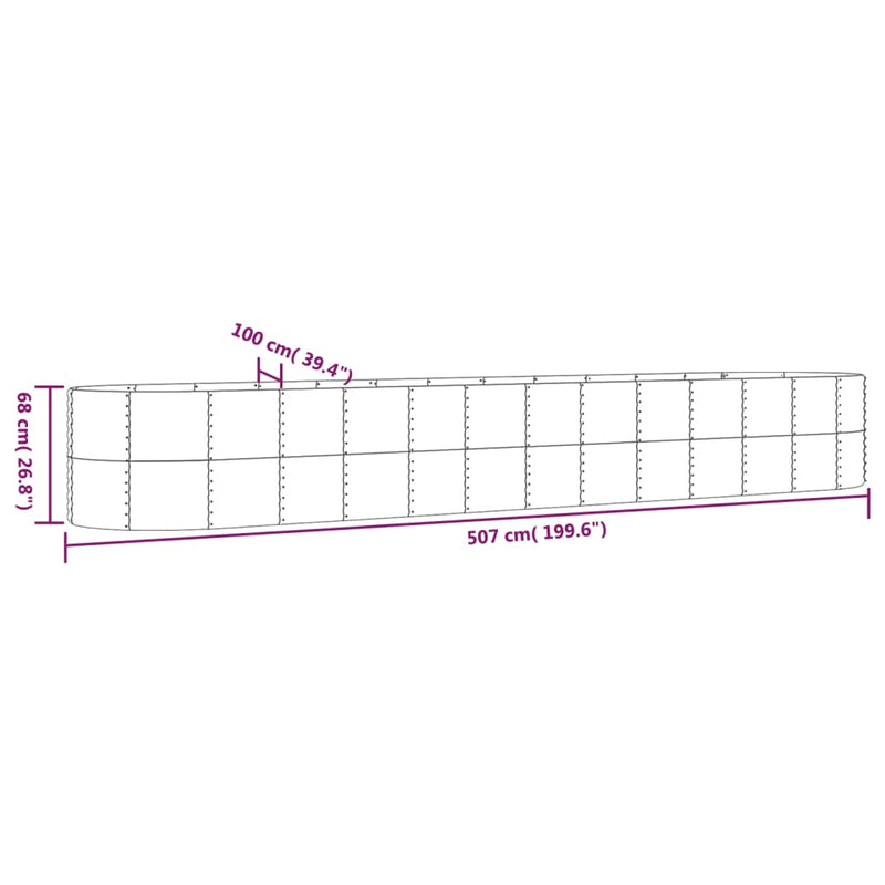 Garden Raised Bed Powder-Coated Steel 507x100x68 cm Grey Payday Deals