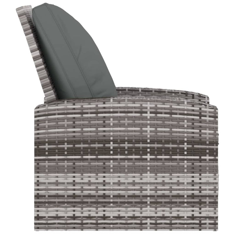Garden Reclining Chair with Cushions Grey Poly Rattan Payday Deals