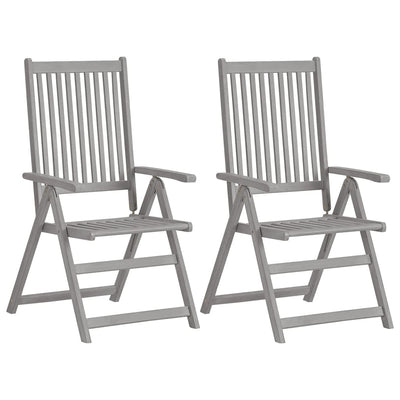 Garden Reclining Chairs 2 pcs Grey Solid Wood Acacia Payday Deals