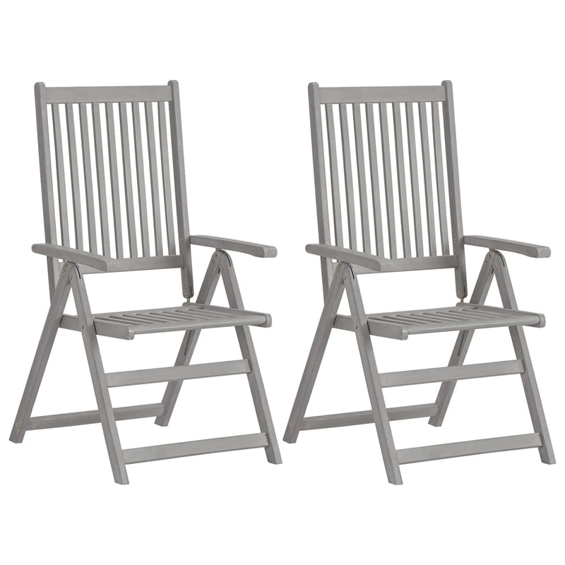 Garden Reclining Chairs 2 pcs Grey Solid Wood Acacia Payday Deals