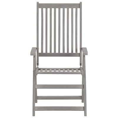 Garden Reclining Chairs 2 pcs Grey Solid Wood Acacia Payday Deals