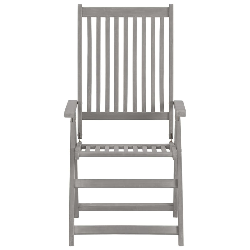 Garden Reclining Chairs 2 pcs Grey Solid Wood Acacia Payday Deals