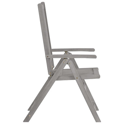 Garden Reclining Chairs 2 pcs Grey Solid Wood Acacia Payday Deals
