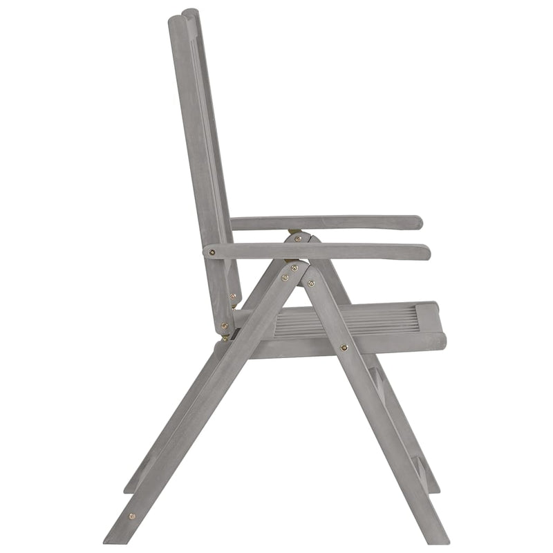 Garden Reclining Chairs 2 pcs Grey Solid Wood Acacia Payday Deals