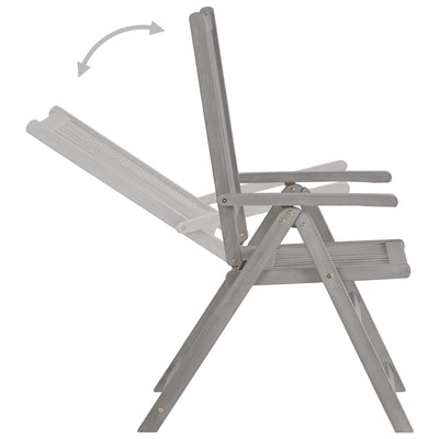 Garden Reclining Chairs 2 pcs Grey Solid Wood Acacia Payday Deals