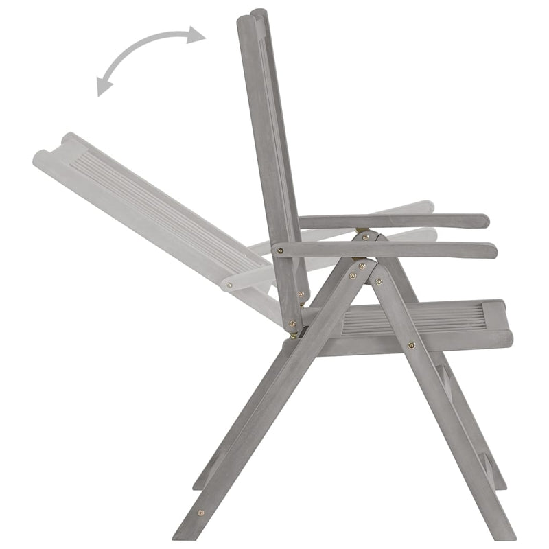 Garden Reclining Chairs 2 pcs Grey Solid Wood Acacia Payday Deals