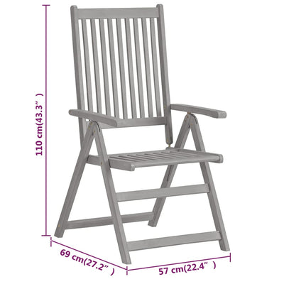Garden Reclining Chairs 2 pcs Grey Solid Wood Acacia Payday Deals