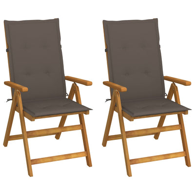 Garden Reclining Chairs 2 pcs with Cushions Solid Acacia Wood Payday Deals