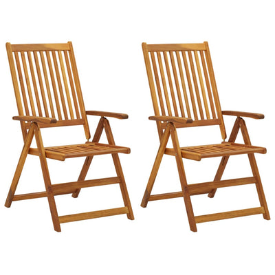 Garden Reclining Chairs 2 pcs with Cushions Solid Acacia Wood Payday Deals