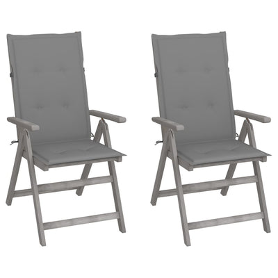 Garden Reclining Chairs 2 pcs with Cushions Solid Wood Acacia Payday Deals