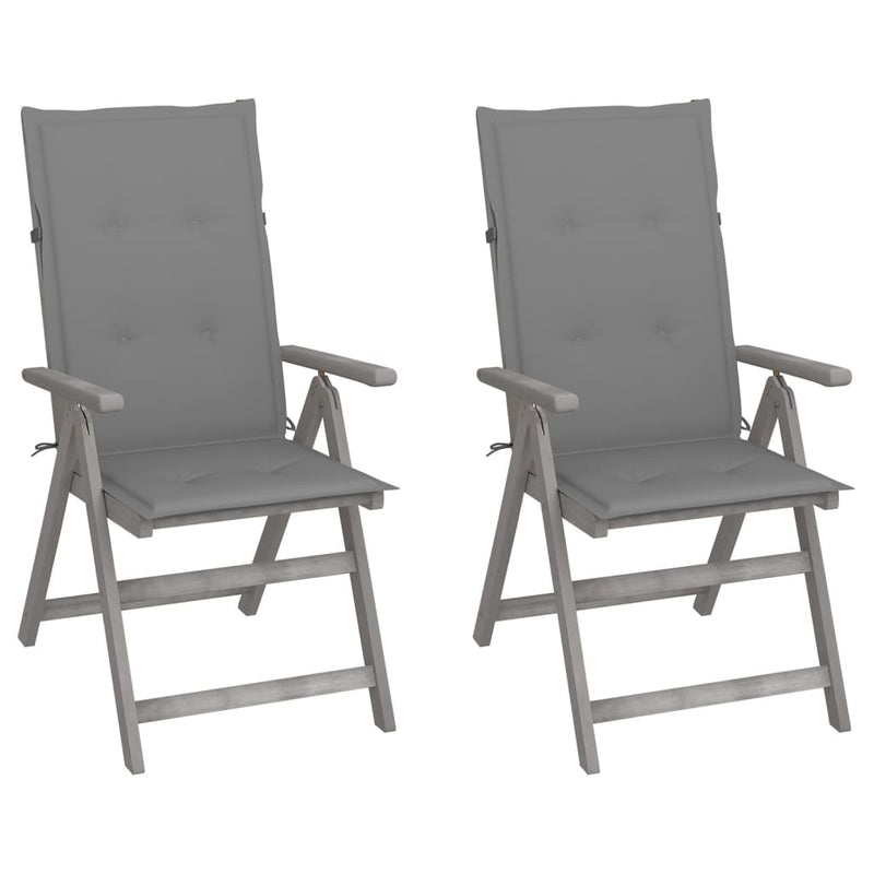 Garden Reclining Chairs 2 pcs with Cushions Solid Wood Acacia Payday Deals