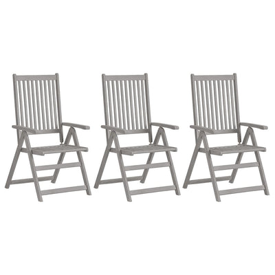 Garden Reclining Chairs 3 pcs Grey Solid Wood Acacia Payday Deals