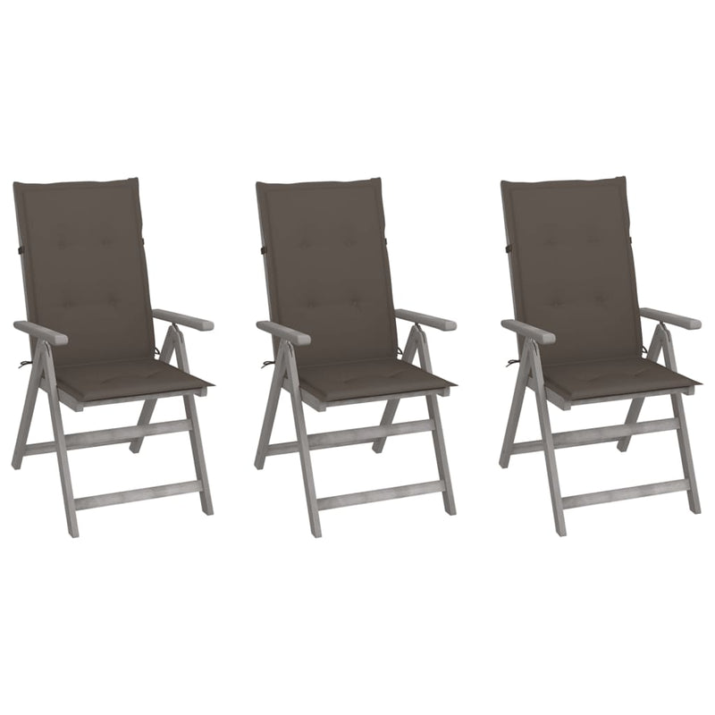 Garden Reclining Chairs 3 pcs with Cushions Solid Acacia Wood Payday Deals