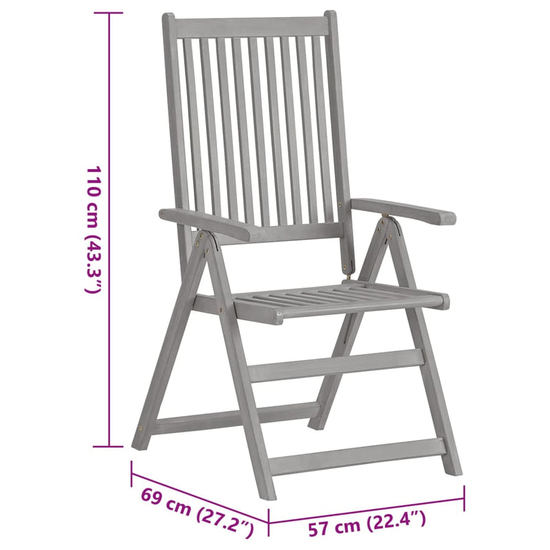 Garden Reclining Chairs 3 pcs with Cushions Solid Acacia Wood Payday Deals