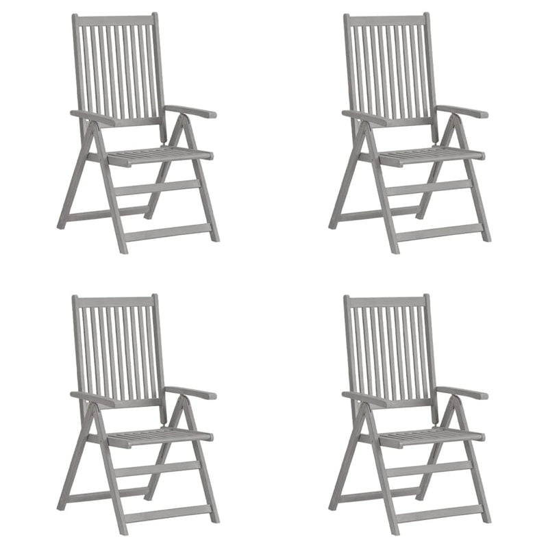 Garden Reclining Chairs 4 pcs Grey Solid Wood Acacia Payday Deals