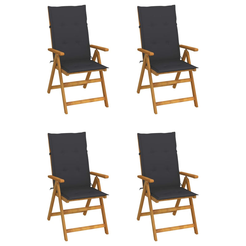 Garden Reclining Chairs 4 pcs with Cushions Solid Acacia Wood Payday Deals