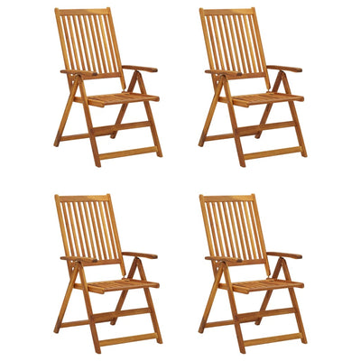Garden Reclining Chairs 4 pcs with Cushions Solid Acacia Wood Payday Deals