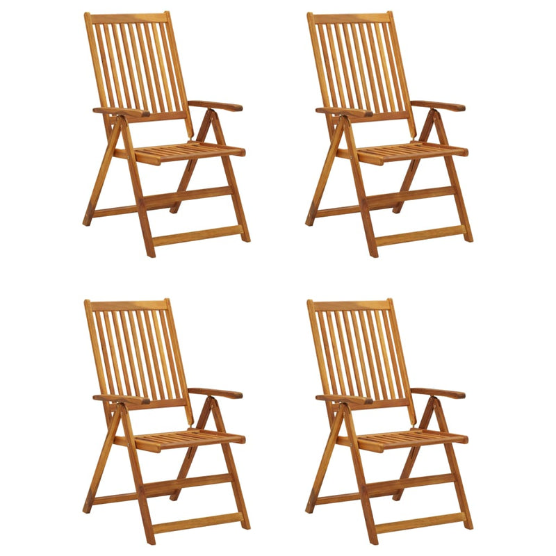 Garden Reclining Chairs 4 pcs with Cushions Solid Acacia Wood Payday Deals