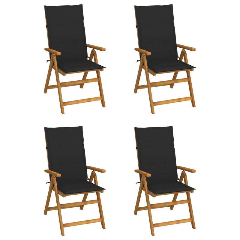 Garden Reclining Chairs 4 pcs with Cushions Solid Acacia Wood Payday Deals