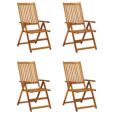 Garden Reclining Chairs 4 pcs with Cushions Solid Acacia Wood Payday Deals