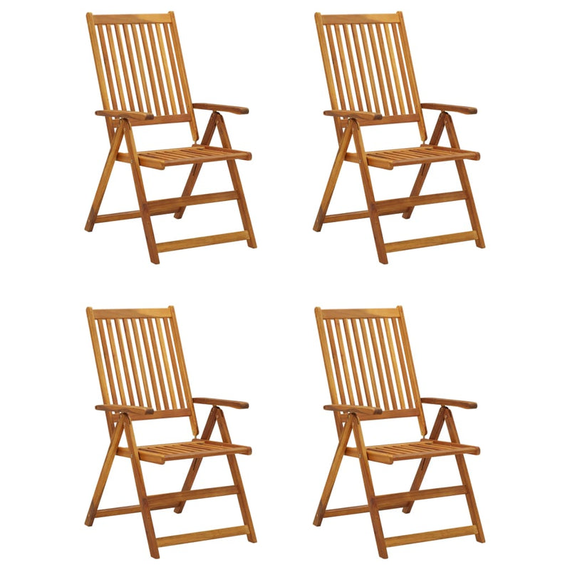 Garden Reclining Chairs 4 pcs with Cushions Solid Acacia Wood Payday Deals