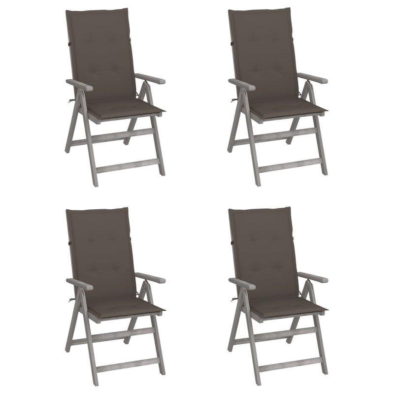 Garden Reclining Chairs 4 pcs with Cushions Solid Wood Acacia Payday Deals