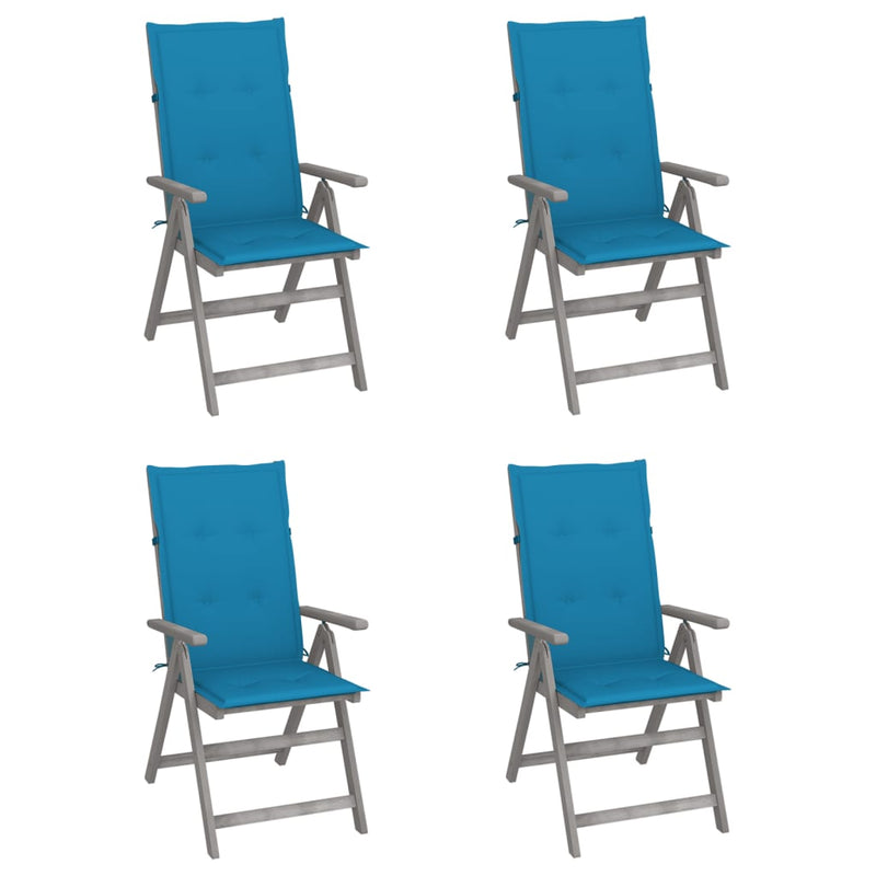 Garden Reclining Chairs 4 pcs with Cushions Solid Wood Acacia Payday Deals