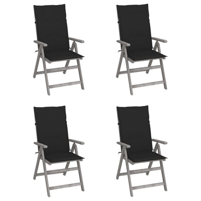Garden Reclining Chairs 4 pcs with Cushions Solid Wood Acacia