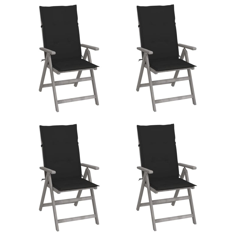 Garden Reclining Chairs 4 pcs with Cushions Solid Wood Acacia Payday Deals