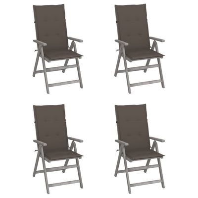 Garden Reclining Chairs 4 pcs with Cushions Solid Wood Acacia