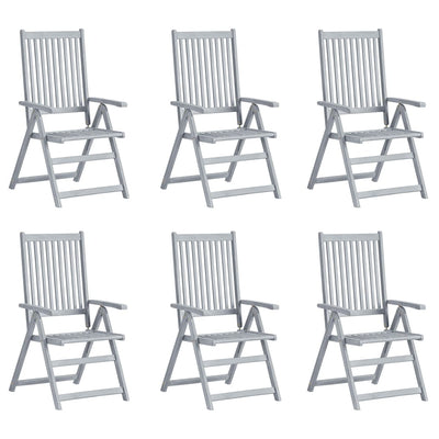 Garden Reclining Chairs 6 pcs with Cushions Solid Acacia Wood Payday Deals
