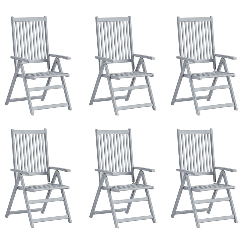 Garden Reclining Chairs 6 pcs with Cushions Solid Acacia Wood Payday Deals