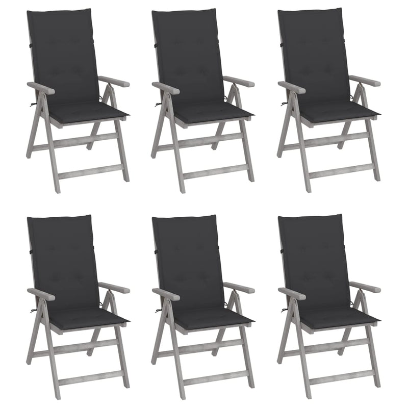 Garden Reclining Chairs 6 pcs with Cushions Solid Acacia Wood Payday Deals