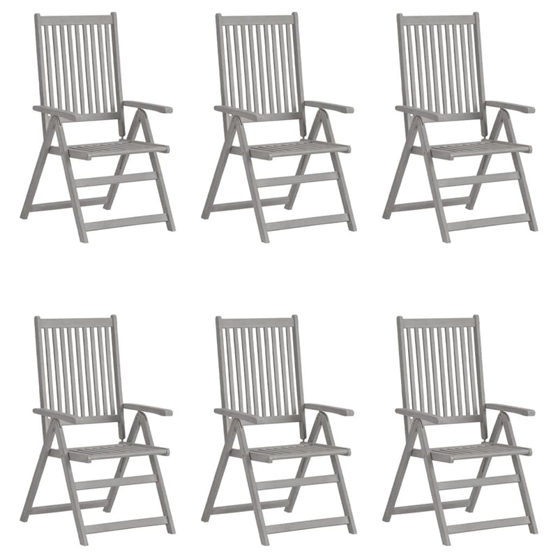 Garden Reclining Chairs 6 pcs with Cushions Solid Acacia Wood Payday Deals