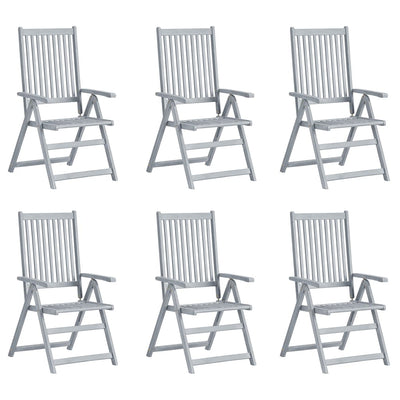 Garden Reclining Chairs 6 pcs with Cushions Solid Acacia Wood Payday Deals