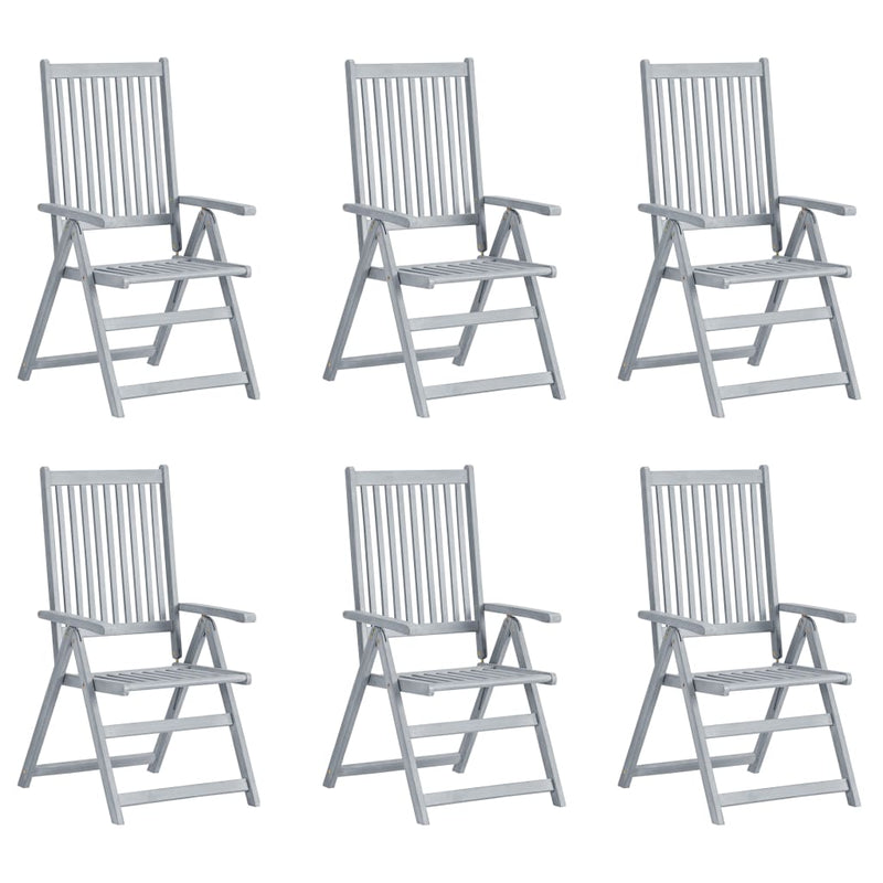 Garden Reclining Chairs 6 pcs with Cushions Solid Acacia Wood Payday Deals