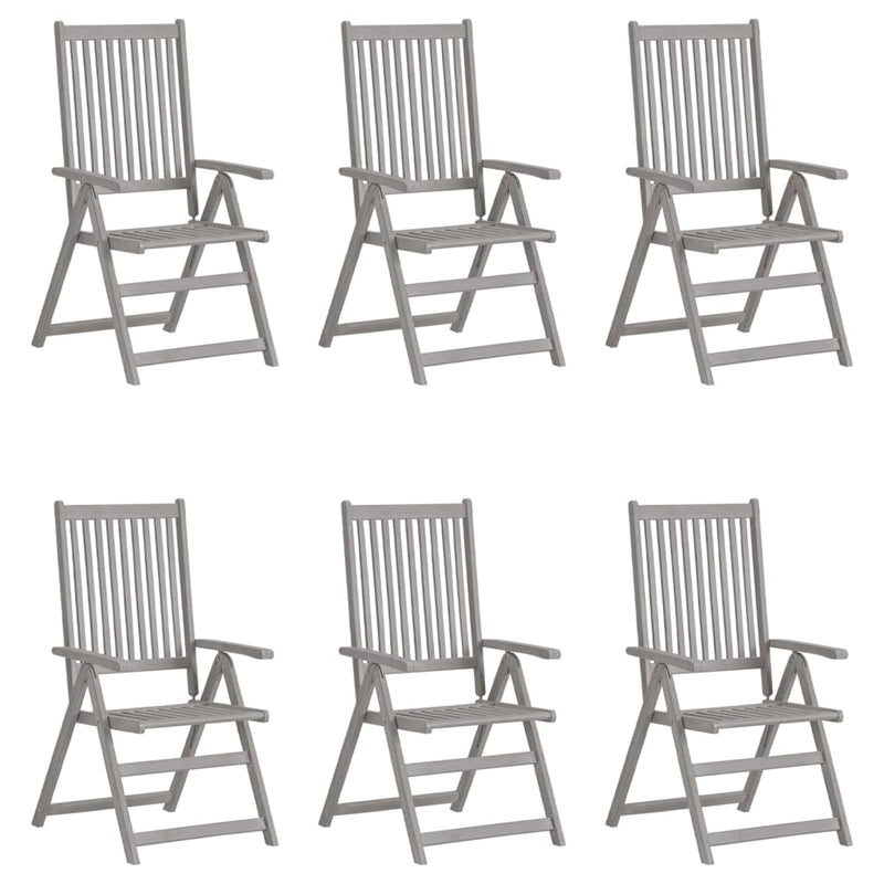 Garden Reclining Chairs 6 pcs with Cushions Solid Acacia Wood Payday Deals