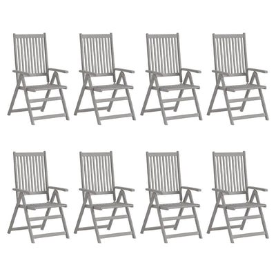 Garden Reclining Chairs with Cushions 8 pcs Grey Solid Wood Acacia Payday Deals