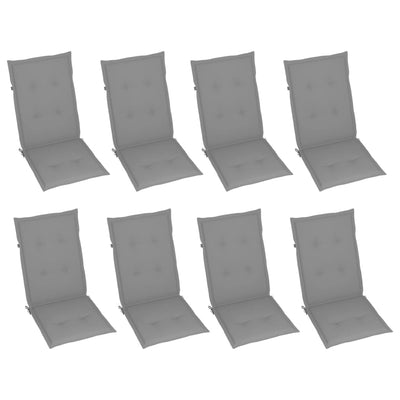 Garden Reclining Chairs with Cushions 8 pcs Grey Solid Wood Acacia Payday Deals