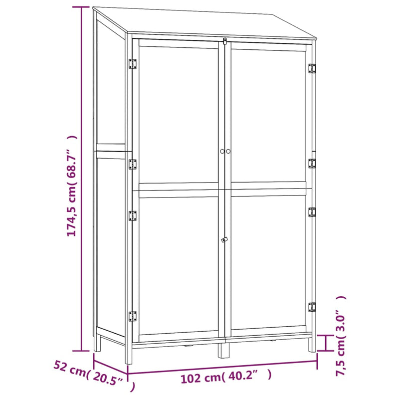 Garden Shed Anthracite 102x52x174.5 cm Solid Wood Fir Payday Deals