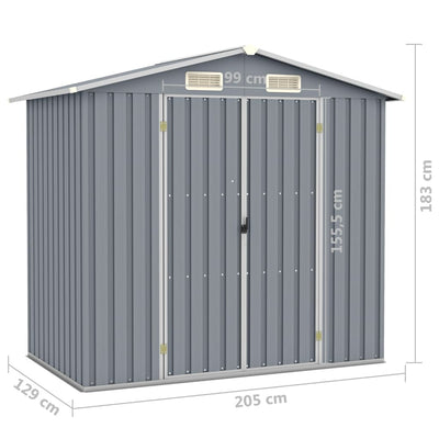 Garden Shed Grey 205x129x183 cm Galvanised Steel Payday Deals