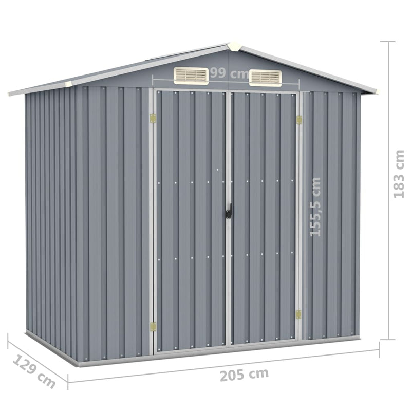 Garden Shed Grey 205x129x183 cm Galvanised Steel Payday Deals