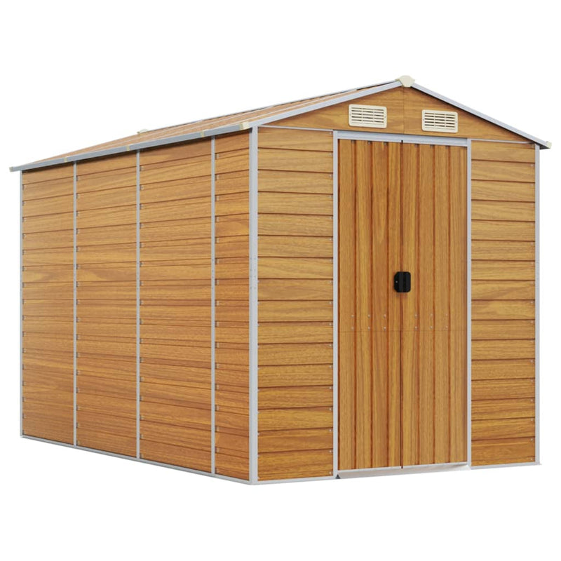 Garden Shed Light Brown 191x300x198 cm Galvanised Steel Payday Deals