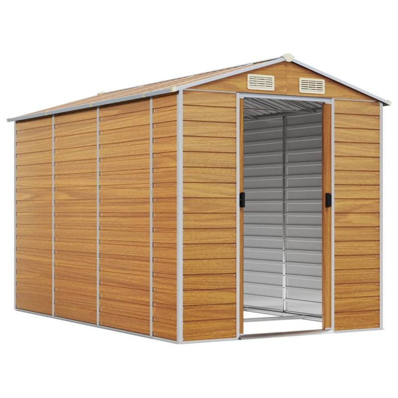 Garden Shed Light Brown 191x300x198 cm Galvanised Steel Payday Deals