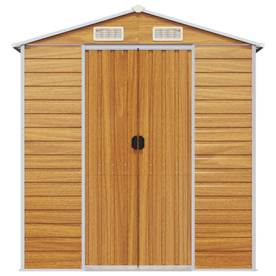 Garden Shed Light Brown 191x300x198 cm Galvanised Steel Payday Deals