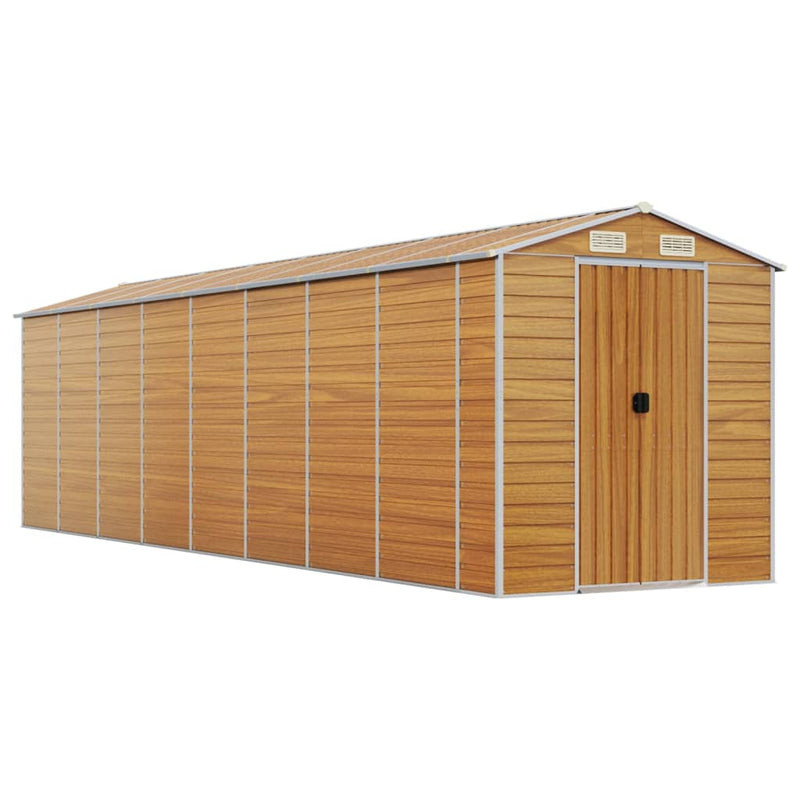 Garden Shed Light Brown 191x725x198 cm Galvanised Steel Payday Deals
