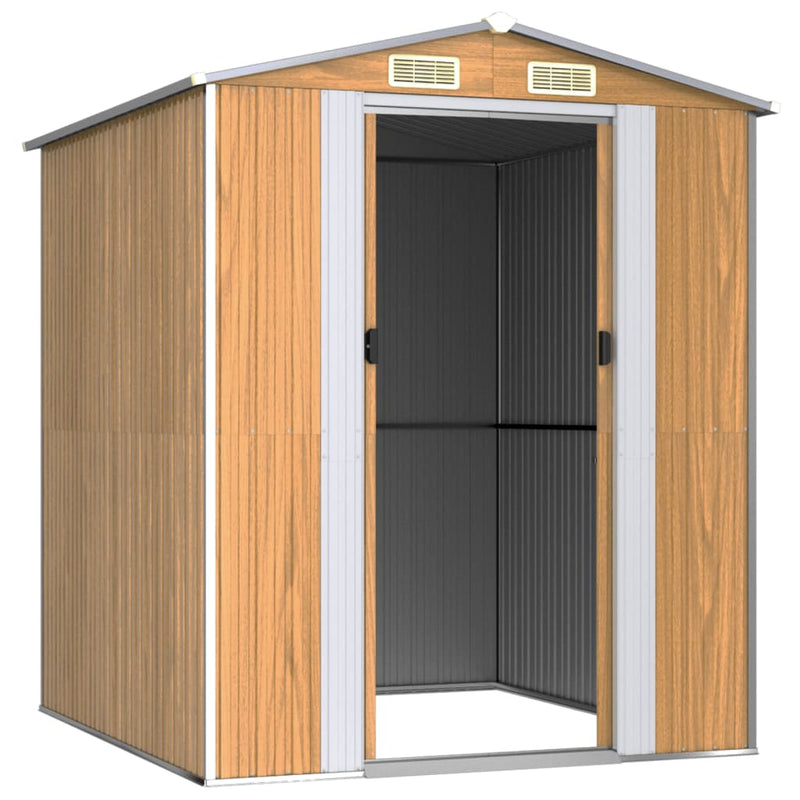 Garden Shed Light Brown 192x191x223 cm Galvanised Steel Payday Deals