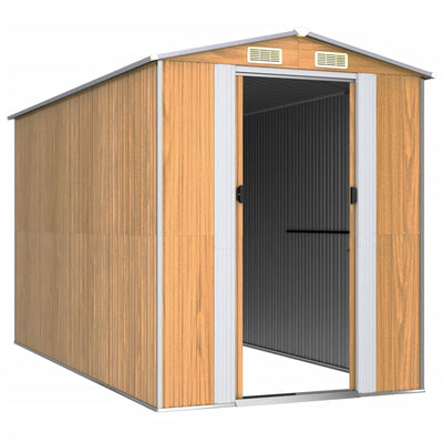 Garden Shed Light Brown 192x357x223 cm Galvanised Steel Payday Deals