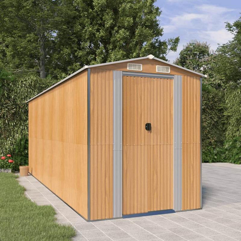 Garden Shed Light Brown 192x523x223 cm Galvanised Steel Payday Deals